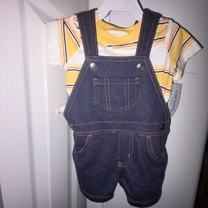 Carter's Denim Overalls with Yellow Striped Tee